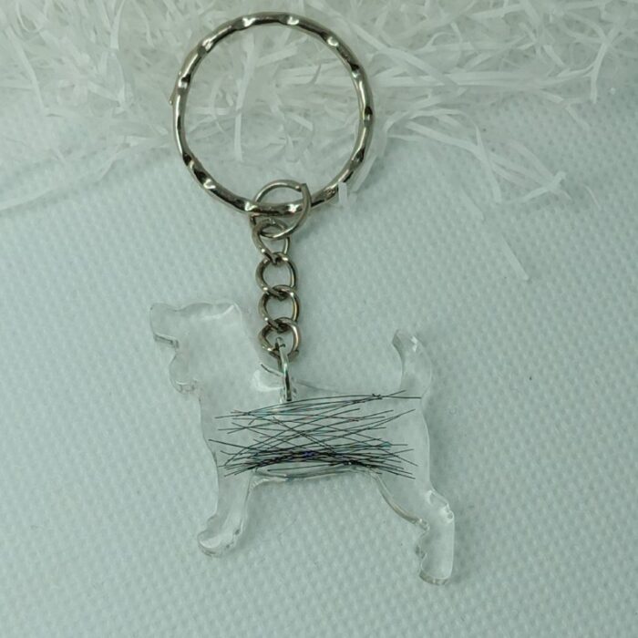 brelok z psem z sierścią z przodu